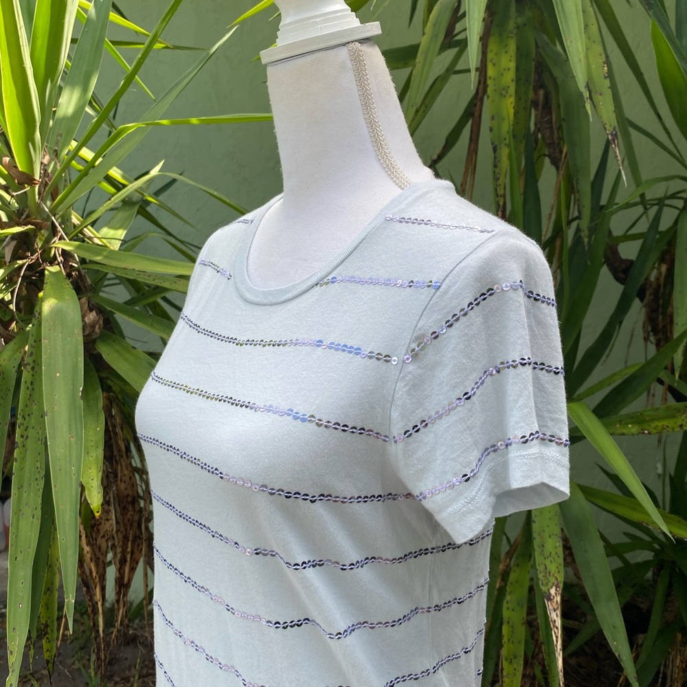 J Crew Gray Silver Sequin T-shirt